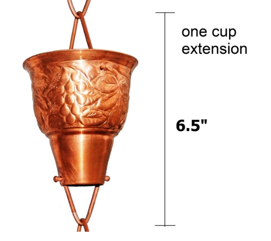 Picture of U-nitt Rain Chain Single Cup Extension #5502: one cup with upper and lower links