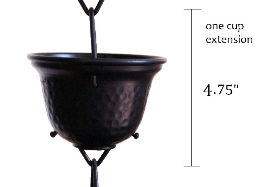 Picture of U-nitt Rain Chain Single Cup Extension #3124BLK: one cup with upper and lower links