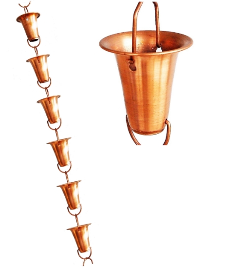 Picture of U-nitt pure Copper Rain Chain: bell cup 8 - 1/2 ft #7227