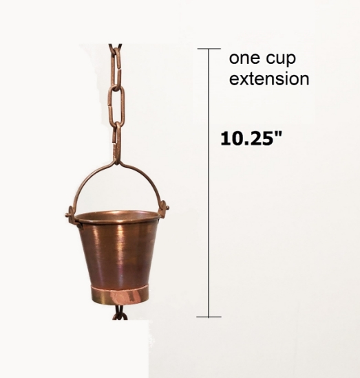 Picture of U-nitt Rain Chain Single Cup Extension #8146D: one cup with upper and lower links