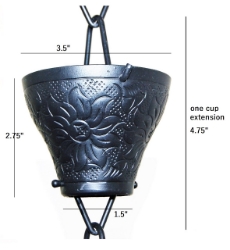 Picture of U-nitt Rain Chain Single Cup Extension #5501A: one cup with upper and lower links