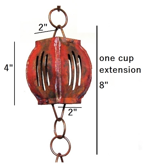 Picture of U-nitt Rain Chain Single Cup Extension #8563: one cup with upper and lower links