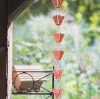 Picture of U-nitt pure Copper Rain Chain, Hang From Your Roof Gutter, Decorative Downspout with Chimes & Cups : Square Cup Plain, Antiqued Copper, 8 - 1/2 ft, #3121URL