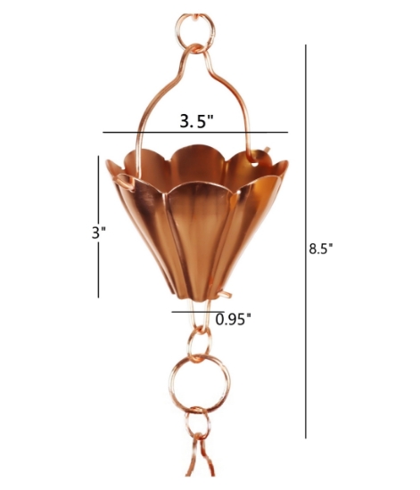 Picture of U-nitt Rain Chain Single Cup extension #786/5570CP - One Cup with Upper and Lower Links