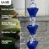 Picture of U-nitt Rain Chain for Roof Gutter Downspout, Water Catcher/Diverter, square blue 8 - 1/2 ft #5517BLU
